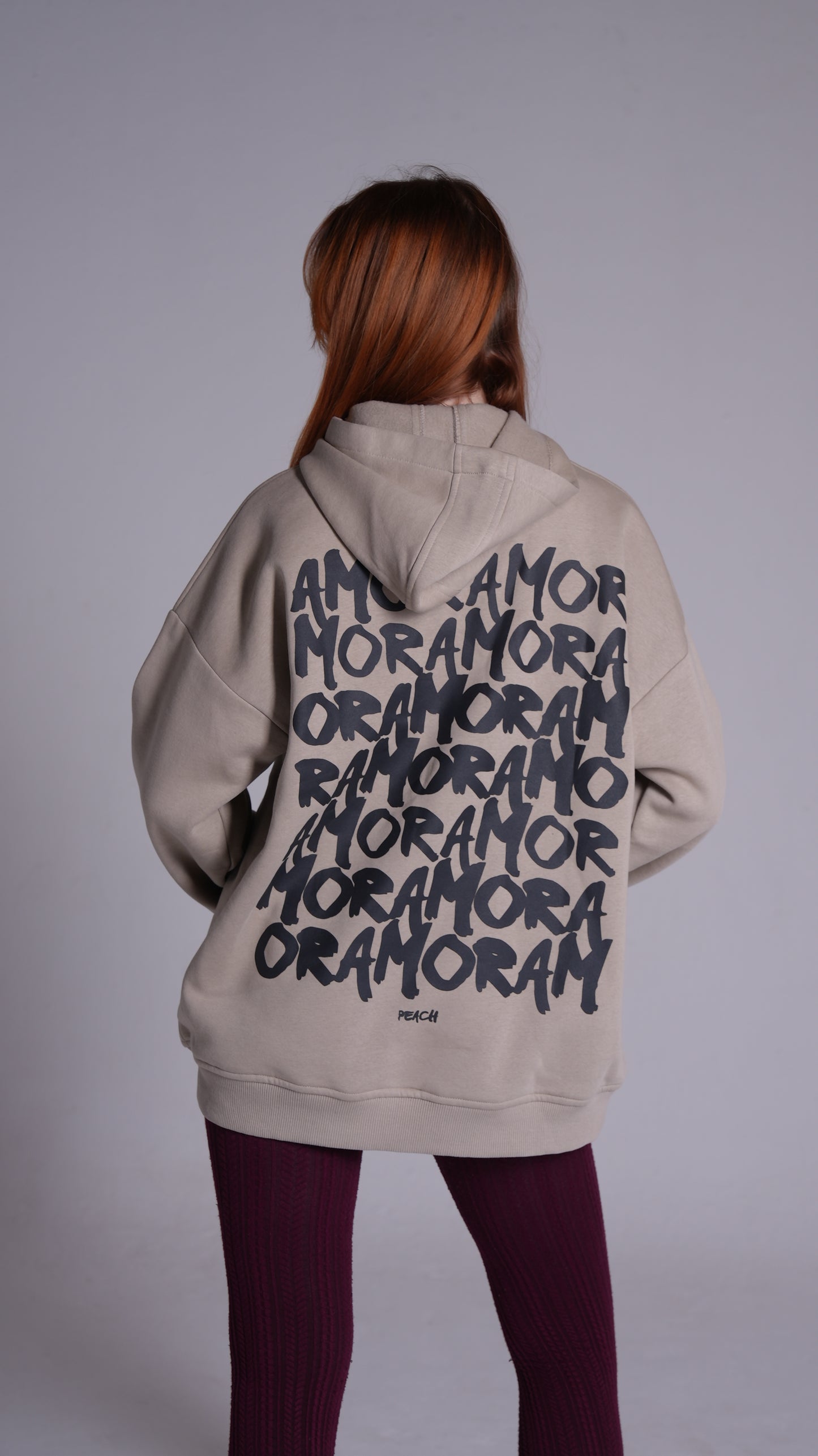 "Amor"| Beige Printed hoodie PEACH X JUVENILE