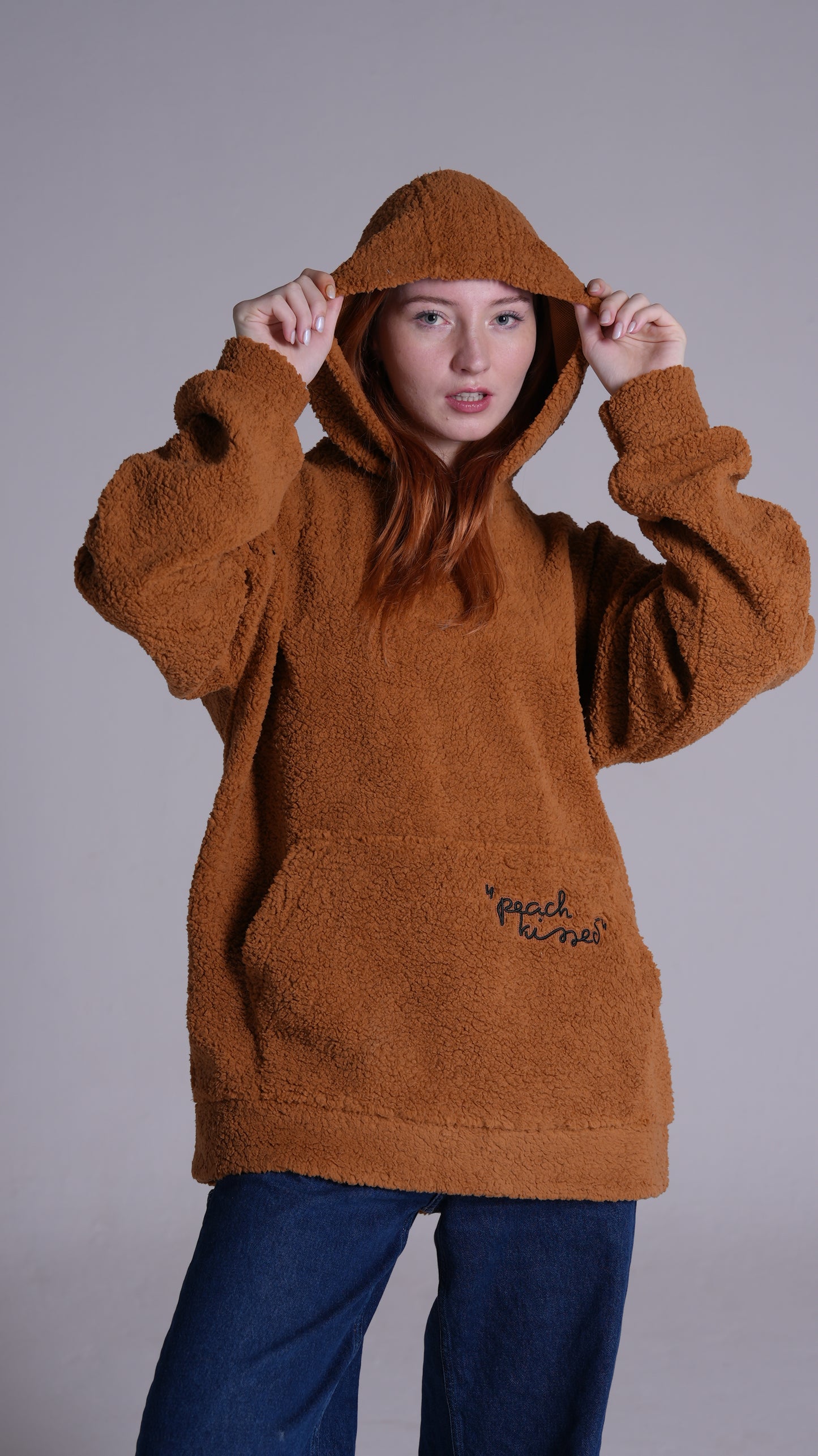 Camel sheep oversized stitched hoodie | PEACH X JUVENILE