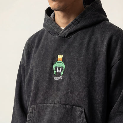 Marvin | Boxy fit acid washed black embroidered hoodie JUVENILE