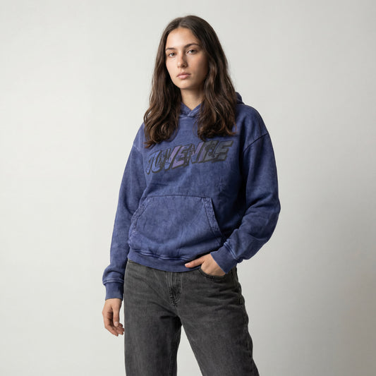 Power puff girls | Boxy fit acid washed Blue faded printed hoodie JUVENILE