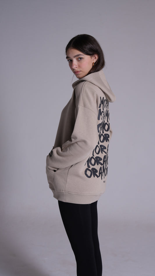 "Amor"| Beige Printed hoodie PEACH X JUVENILE