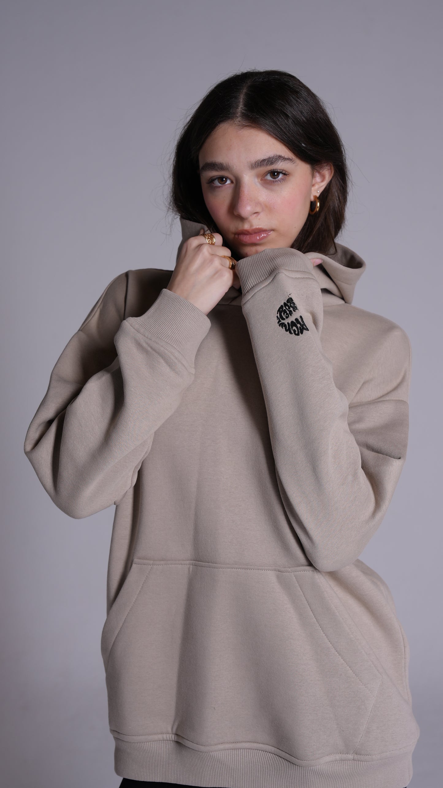 "Amor"| Beige Printed hoodie PEACH X JUVENILE