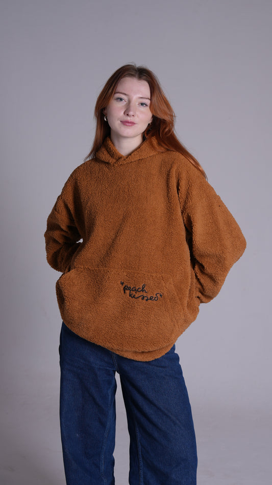 Camel sheep oversized stitched hoodie | PEACH X JUVENILE