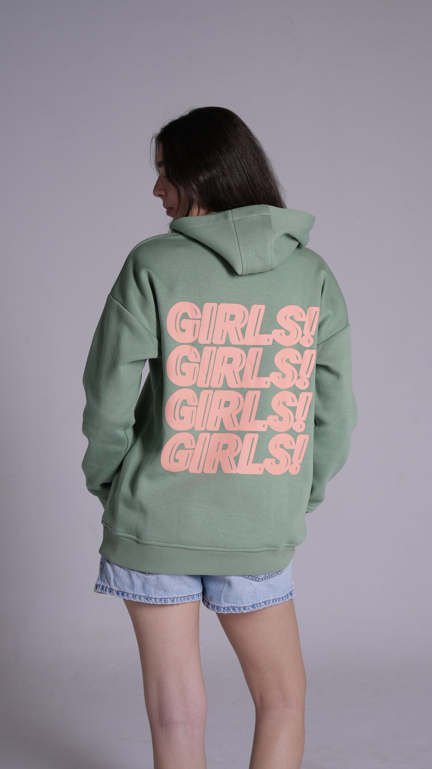 GIRLS | Light green printed hoodie PEACH X JUVENILE
