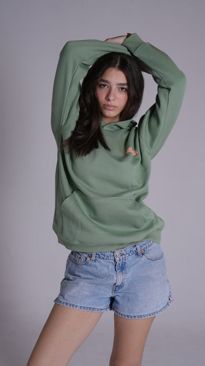 GIRLS | Light green printed hoodie PEACH X JUVENILE