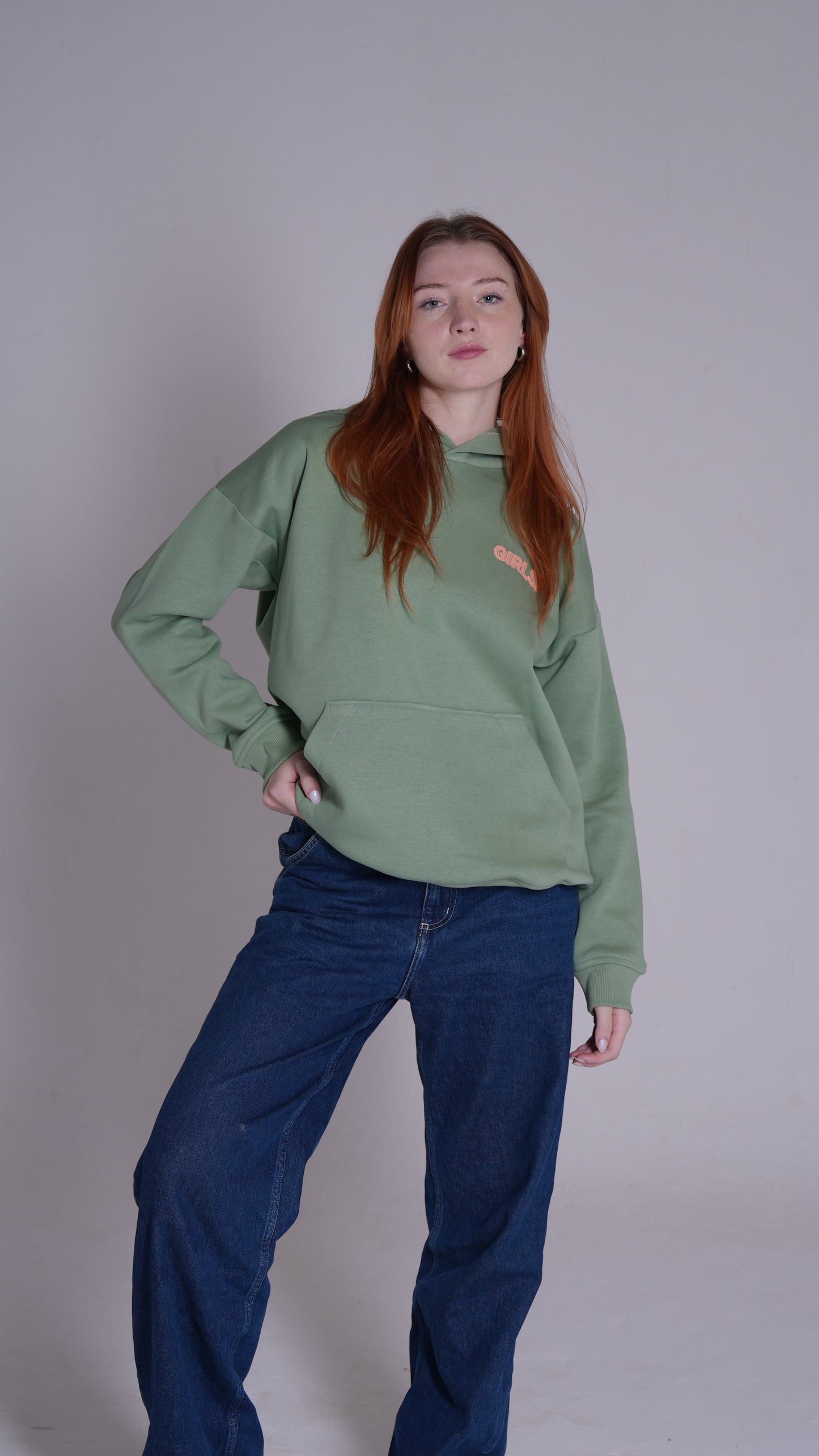 GIRLS | Light green printed hoodie PEACH X JUVENILE
