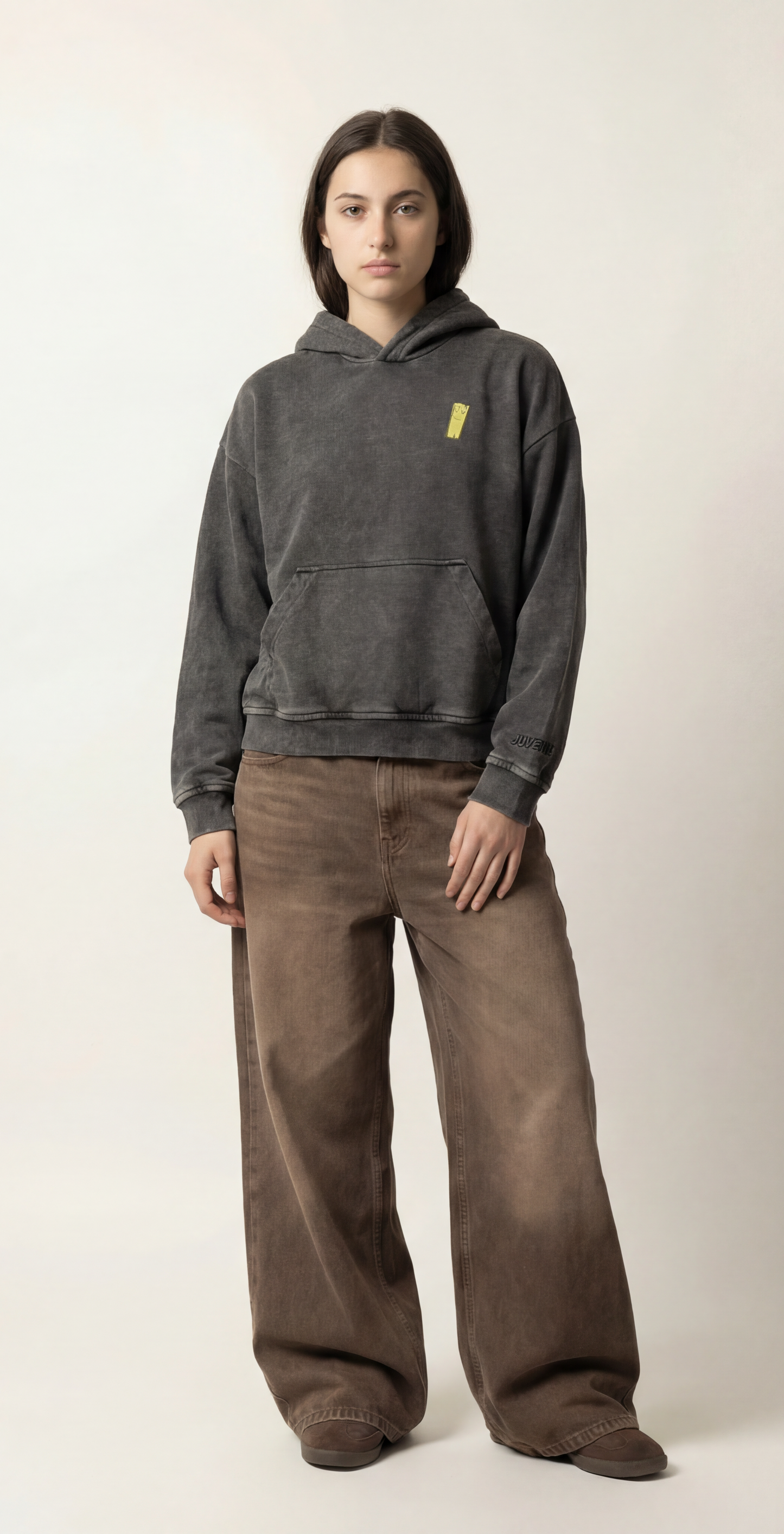 Ed, Edd & Eddy | Boxy fit acid washed grey printed hoodie JUVENILE